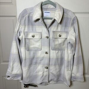 OLD NAVY Shacket Jacket Womens M Button Down Flannel Long Sleeve Plaid Soft‎